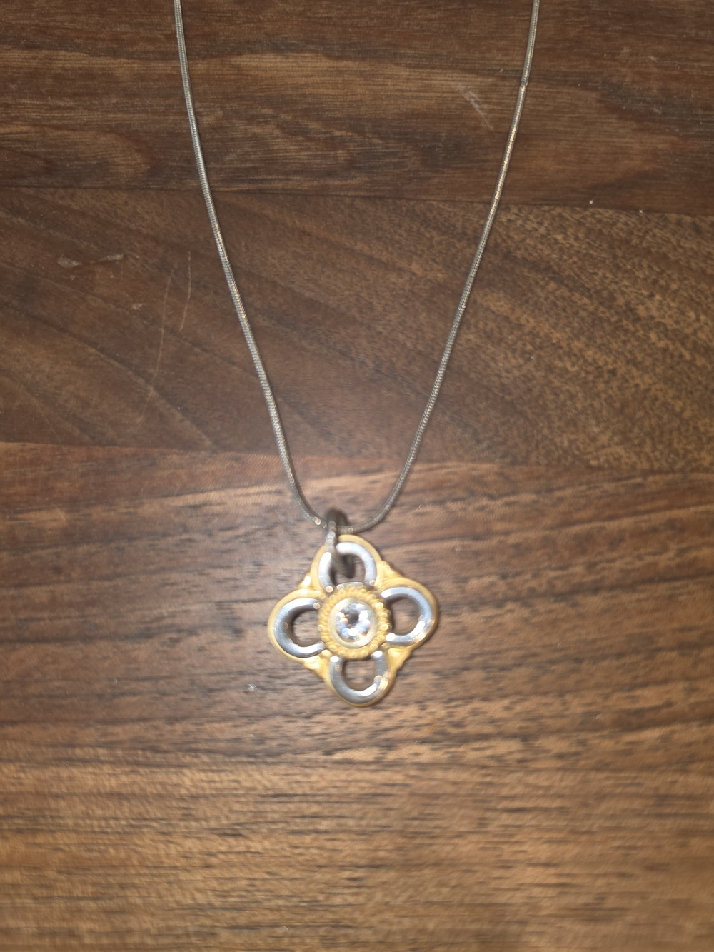 Brighton Two-Tone Floral Pendant Necklace in Gold and Silver